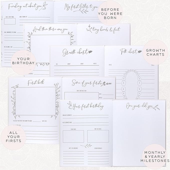 Baby Memory Book for the Modern Minimalist - Simple Baby Book for Boy or Girl - First Years Journal - Monthly Milestone Keepsake Record Book - Gender Neutral Pregnancy Gift for Baby Shower