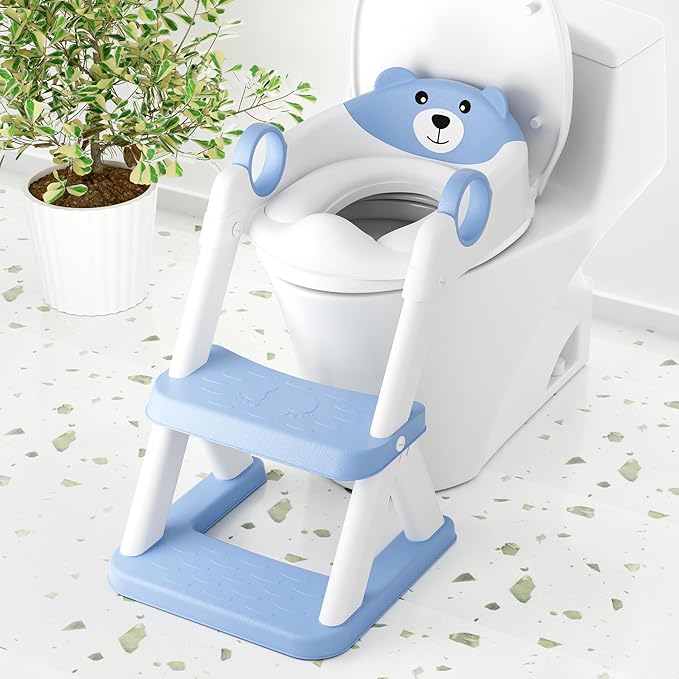 COOSEYA Toilet Seat, Potty Training Seat for Toddler, Upgraded 2-in-1 Potty Toilet Training for Boys and Girls,Waterproof Cushioned Mat with Non-slip Step Stool