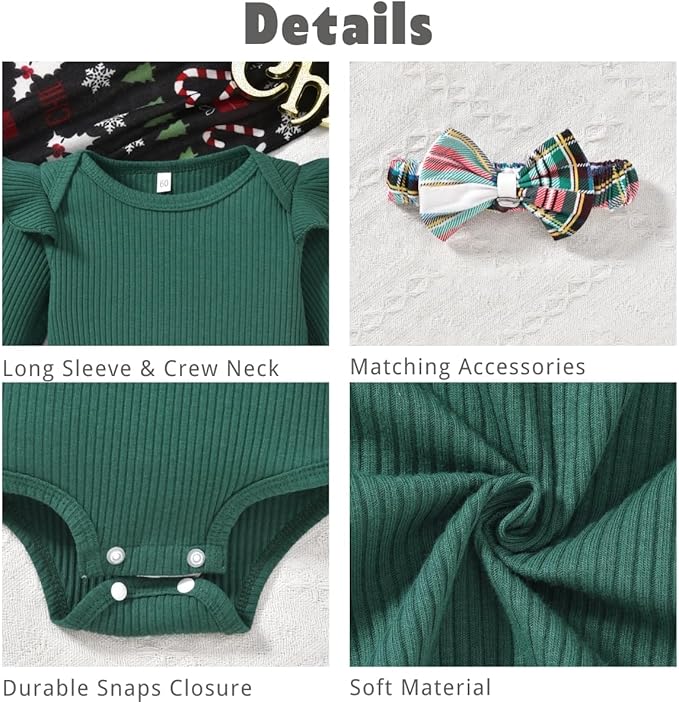 Aalizzwell Preemie Newborn Infant Baby Girls Clothes Ribbed Romper Bodysuit Pants Set Fall Winter Outfits