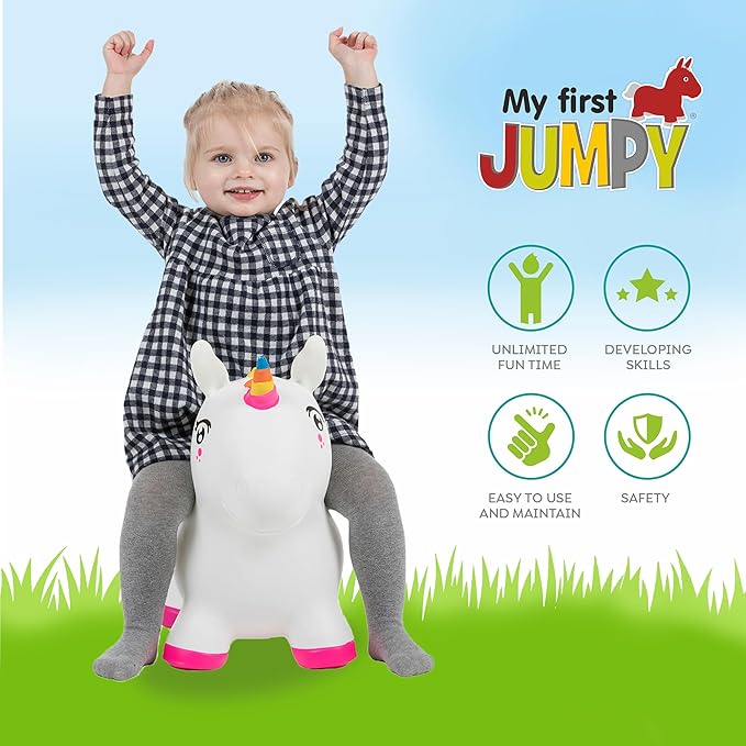 GERARDO'S Ride-On Unicorn | Kids Bouncy Animal Hopper | Toys for Toddler Girls & Boys | Inflatable Unicorn Includes Birth Certificate & Hand Pump