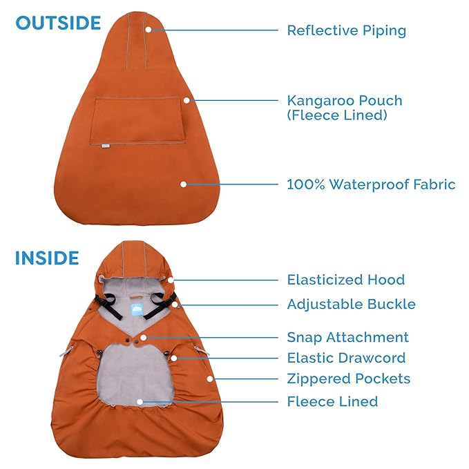JAN & JUL Waterproof Cozy-Dry Baby Rain Cover, Breathable Infant Carrier, Universal Fit (Heather Grey)