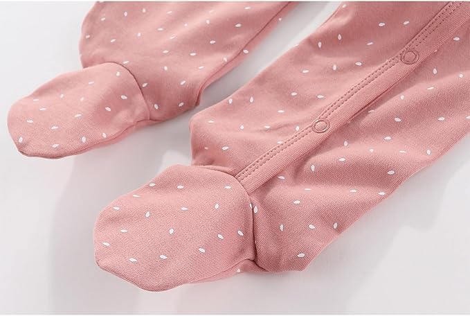 Unisex Baby Boy Girl Footies Rompers Cotton Long Sleeve 3 Pack Infant Jumpsuits 0-12Months Babies' Outfits