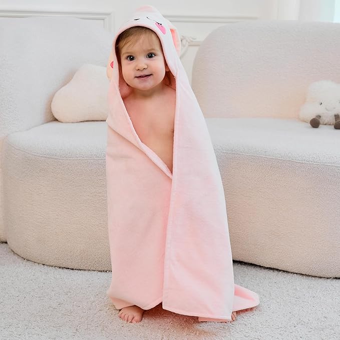 Mooreeke 2 Pack Toddler Towels - 100% Cotton Toddler Hooded Towels - Soft Baby Bath Towel with Hood for Newborn - Comfort Towel for Baby Girls and Boys - Animal Shaped (Dinosaur & Bunny)