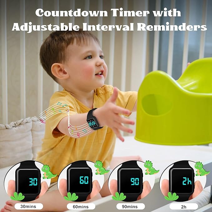 Toddler Potty Training Set – Potty Training Watch with Musical/Vibration Countdown Alerts, Fun Board Book, Progress Chart & Reward Stickers – Interactive Potty Training Kit for Kids Ages 2-6