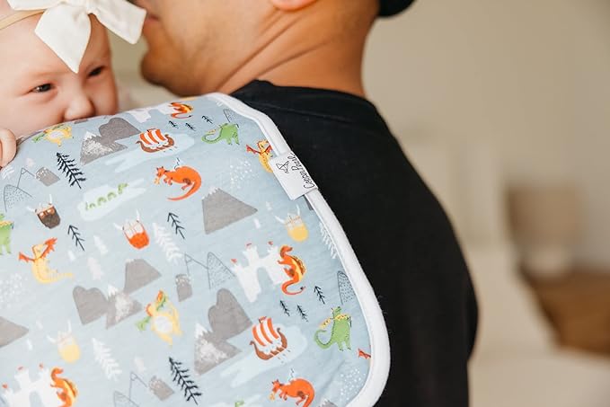 Copper Pearl Premium Baby Burp Cloths - 3-Pack Large Cotton Burp Cloths, Extra Soft Spit Up Rags with 3 Absorbent Layers, Perfect for Baby Boy and Baby Girl Gifts (21" x 10" Size, Viking Set)