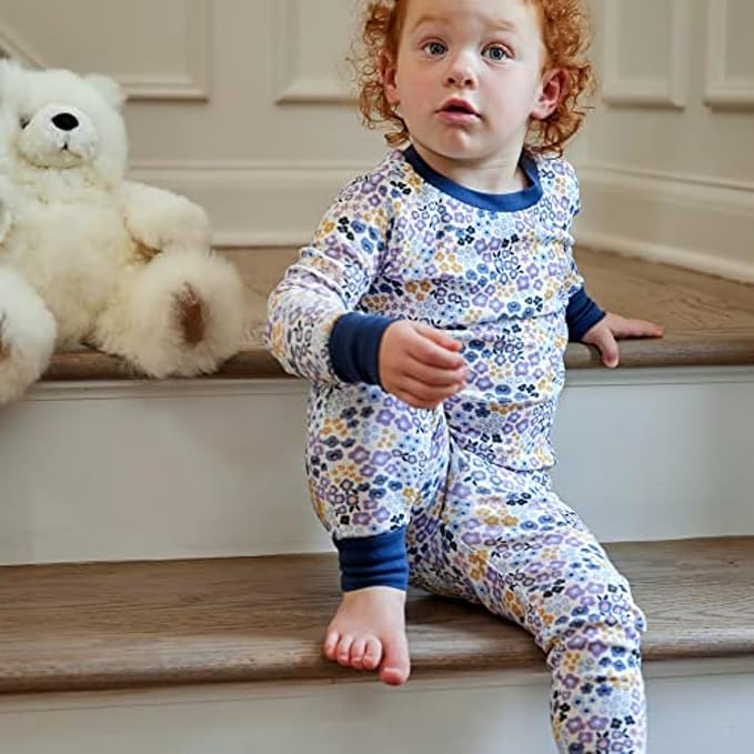 HonestBaby Classics 2-Piece Pajamas Sleepwear Pjs 100% Organic Cotton for Baby, Toddler, Kids