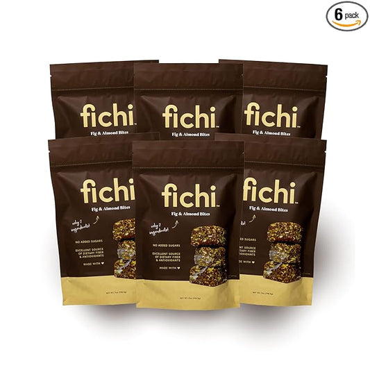 Fichi Fig and Almond Bites, a Wholesome and Delicious Gluten-Free Italian Fruit and Nut Snack, 7 Oz (Pack of 6)