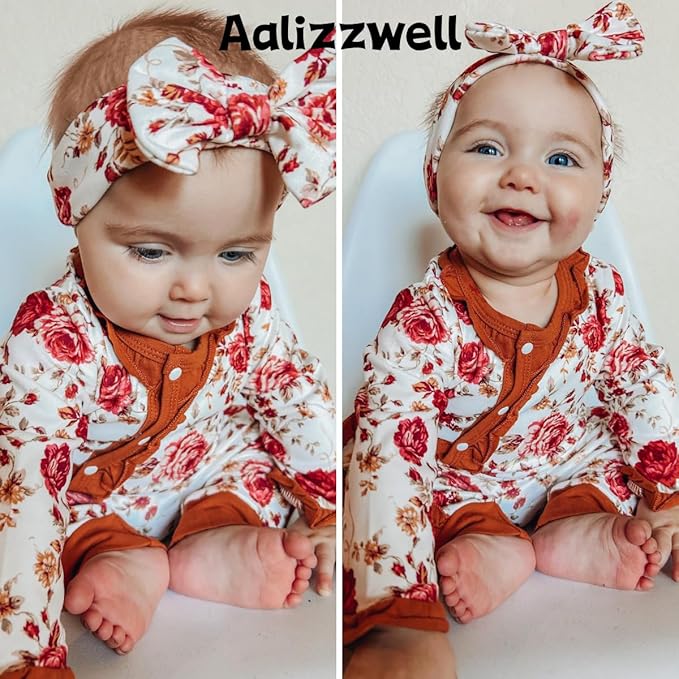 Aalizzwell Baby Girls Romper Outfit Fall Winter Clothes with Accessories