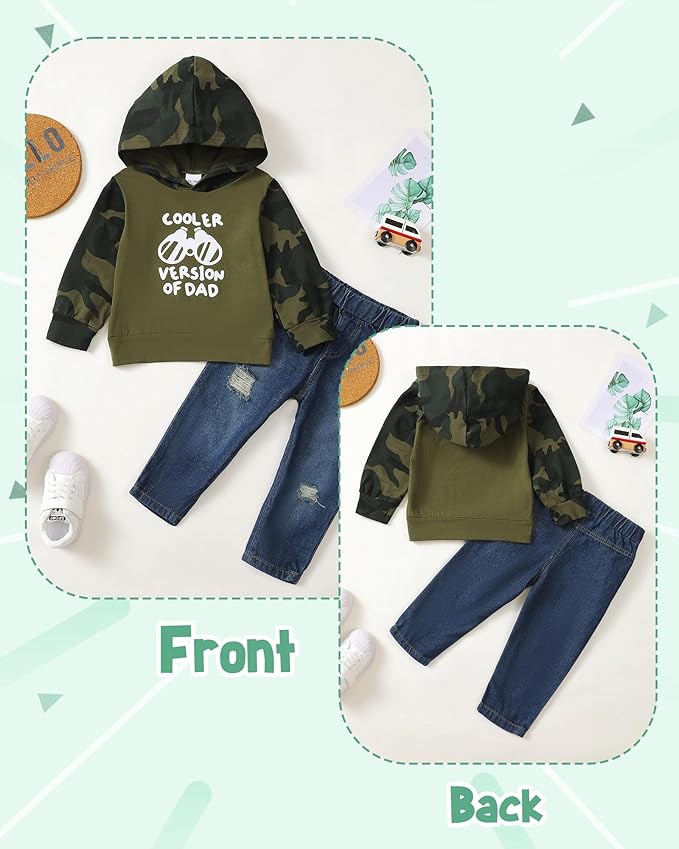 NZRVAWS Baby Boy Clothes Toddler Boy Outfit 2 3 4T 6 12 18 24 Month Fall Winter Hoodie Ripped Jeans Clothing
