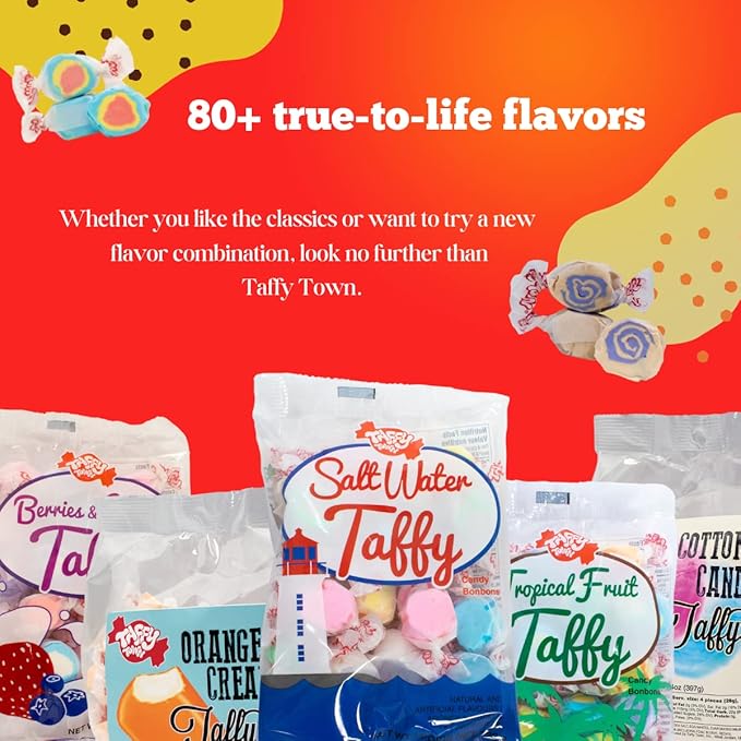 Taffy Town Saltwater Taffy- Banana Cream Pie | Gourmet | Nougat-Style Candy| Soft & Delicious| Sumer Snack Treats| Party Good Candies | 2.5 lbs