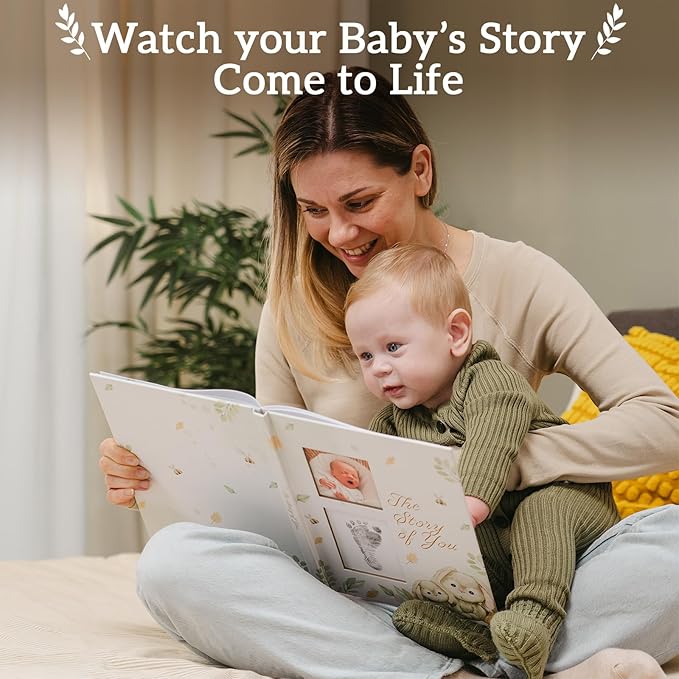 Baby Memory Book, modern for boy or girl, Baby Book Keepsake, minimalist milestone journal from birth to age 5, includes 15 stickers, Baby Book to record special moments