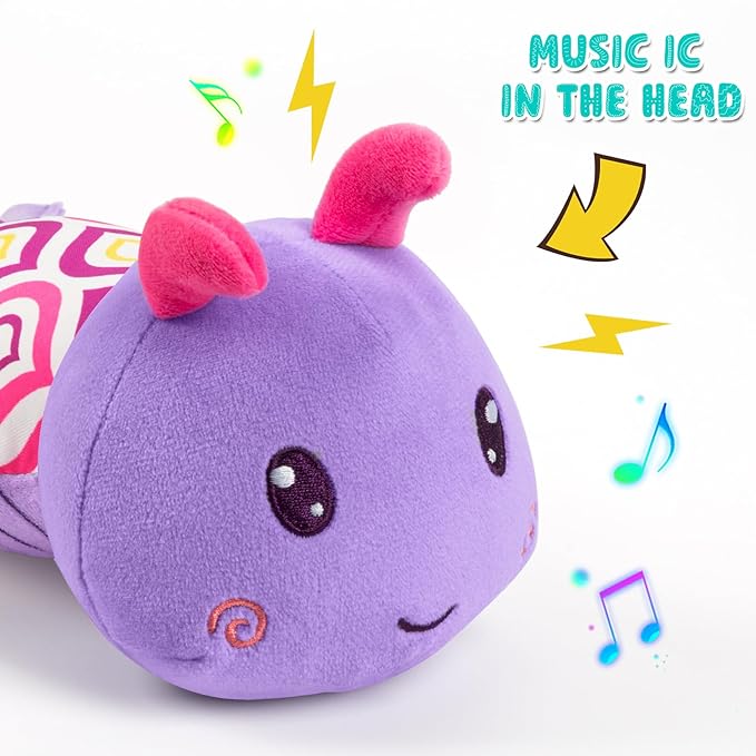 Baby Stuffed Animal Toys for 0-6 6-12 Months, Baby Musical Caterpillar Tummy Time Toys for Babies 3 6 9 12 18 Months, Newborn Infant Sensory Toys Christmas Gifts Stocking Stuffers