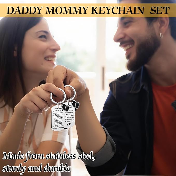 Mifoci Pregnancy Gifts for New Parents Include Mommy and Daddy Tumbler Set Keychains Bead Bracelets New Parents Gender Reveal Gifts for First Time Moms Dad to Be Mothers Fathers Day Baby Shower