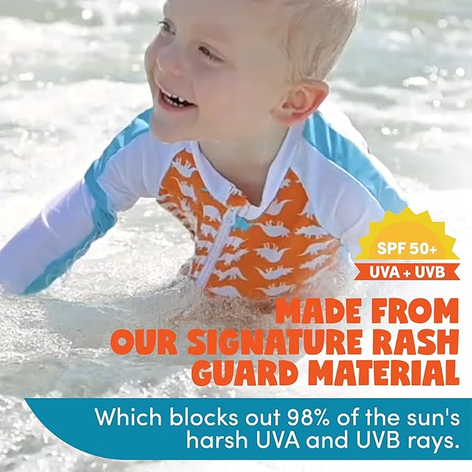 SwimZip Boys' Long-Sleeve UPF 50+ Swimsuit for Baby, Toddler, & Little Boys
