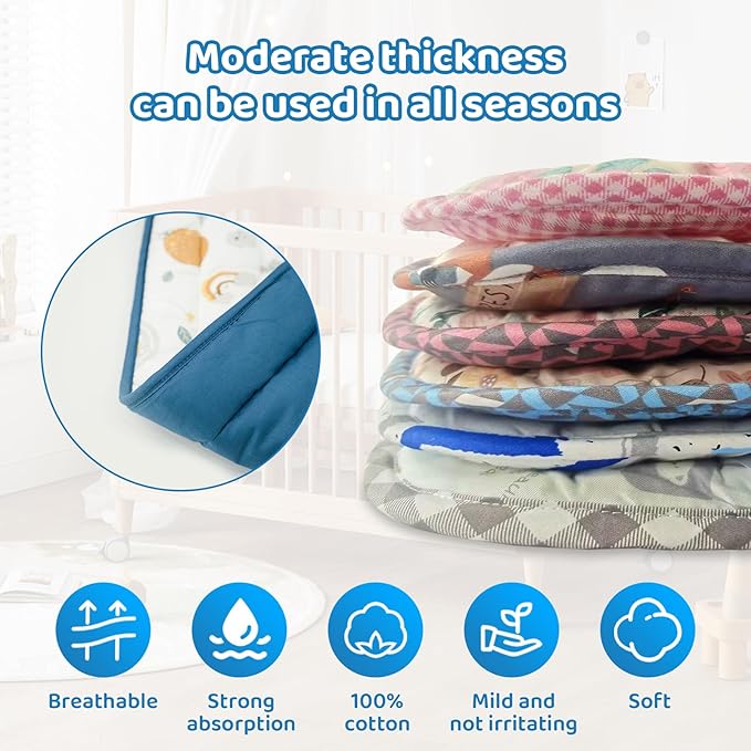 Baby Stroller Cushion,Infant Car Seat Insert-Reversible Universal Breathable and Soft Newborn Stroller Mat,100% Cotton Cover Toddler Seat Pad Liner-34x78cm,1 Pack(Rainbow Balloon+Blue)