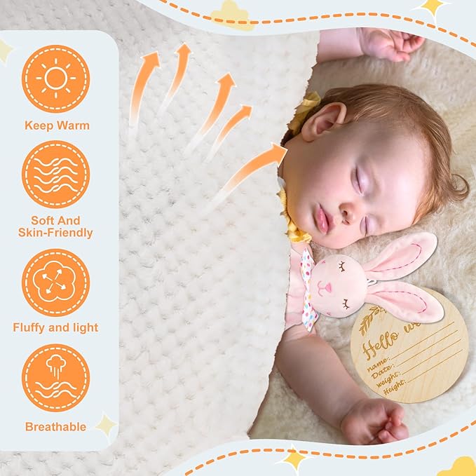 Baby Girl Gift Basket, Unique Baby Gift Basket, Baby Girl Gift Set, Baby Girl Gifts Newborn Gift Set with Baby Blanket, Baby Rattle, Bunny Handbell, Keepsake Milestone, Rabbit Toy, Baby Socks