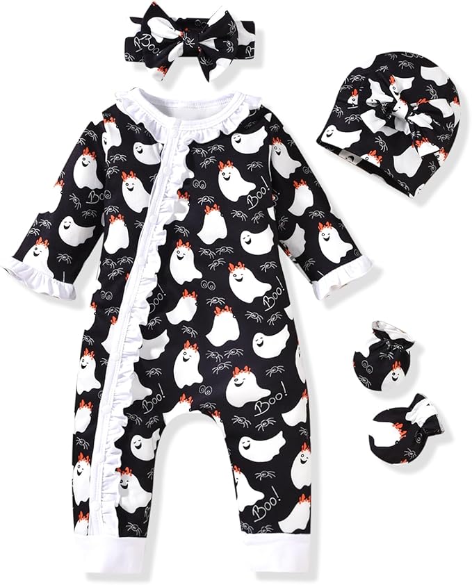 Aalizzwell Baby Girls Romper Outfit Fall Winter Clothes with Accessories