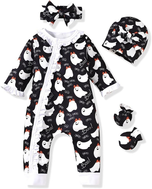 Aalizzwell Baby Girls Romper Outfit Fall Winter Clothes with Accessories