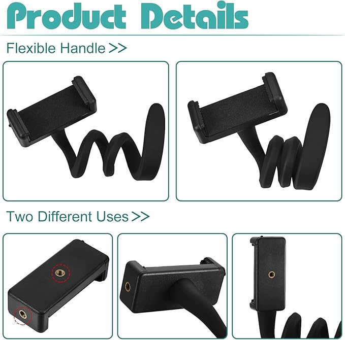 Amylove 2 Pcs Stroller Phone Holder Portable Cell Phone Holder Stand Universal Stroller Accessories for Parent Baby Toddler Cellphone Clamp with Non Slip Silicone Arm Grip(Black, Grey,Novel)