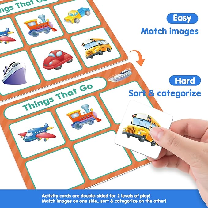 EAMAY Building Language and Matching Games Set with 6 Sorting Mats and 36 Everyday Objects Pieces Special Education Classroom,Sorting Toys for Toddlers 1-3