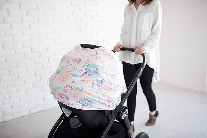 Copper Pearl Multi-Use Cover: Car Seat, Nursing, and Stroller Cover for Sun - Stretchy Fabric, All-Season Use, Stylish Designs, Easy Access for Moms - Bloom
