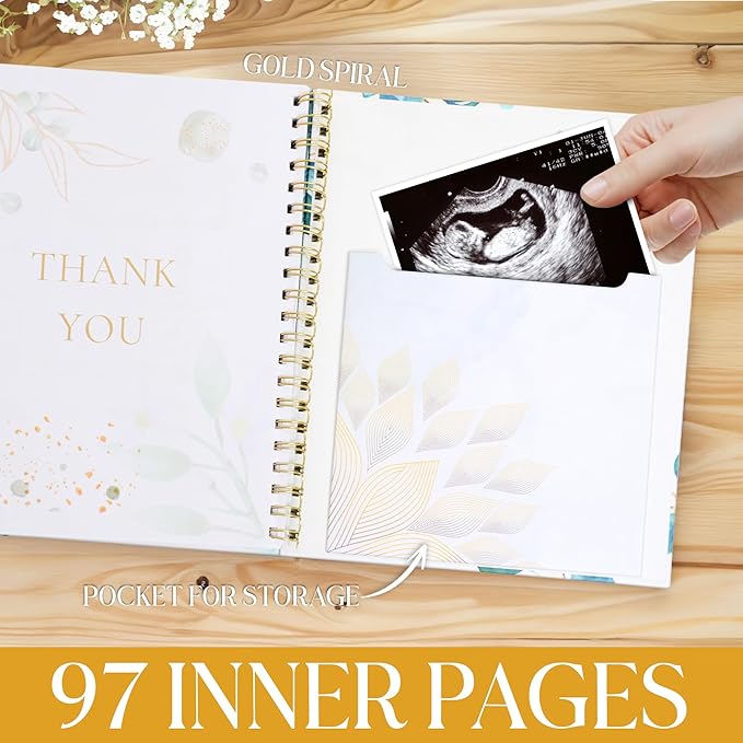 Pregnancy Journal Keepsake Book, 97 Page Hardcover Pregnancy Book, Baby Keepsake Book, Baby Books from Birth, Pregnancy Planner, Baby Book Keepsake, Pregnancy Journal for New Moms, Includes Pen , note block.