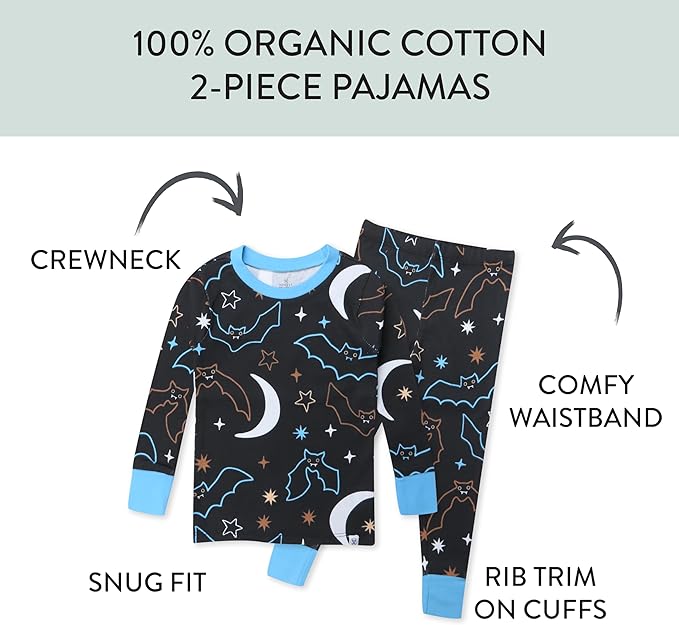 HonestBaby unisex-baby Celebration 2-piece Pajamas Sleepwear Pjs 100% Organic Cotton for Baby, Toddler, Kids