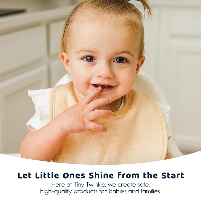 Tiny Twinkle 8 Pack Baby Food Bibs for Eating - Waterproof & Absorbent 6-12 Months Infant Bibs, OEKO-TEX Certified Drooling Bibs for Baby Led Weaning(Girl Set 8-Pack)