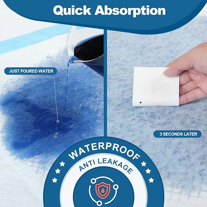 50 Count Disposable Bed Pads 30''X36'' MILDPLUS Super Absorbent Underpads, Disposable Extra Large Chucks Pads Incontinence Pads for Adults and Kids, Dog Training Pads