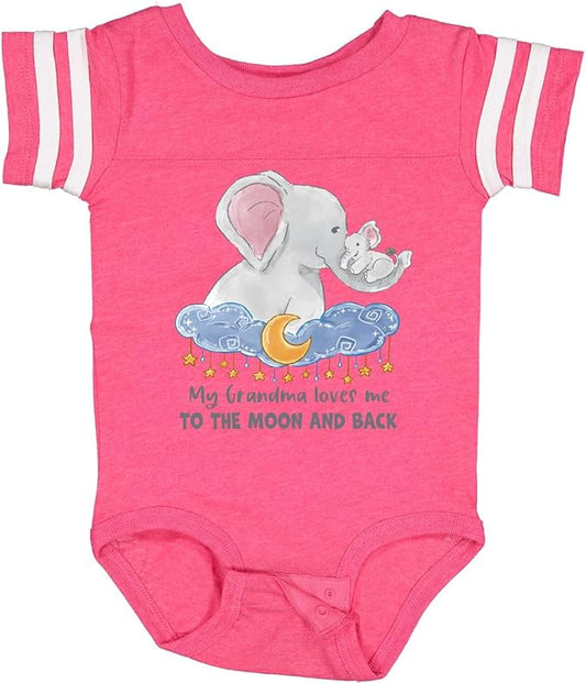 inktastic My Grandma Loves Me To the Moon and Back Elephant Family Baby Bodysuit