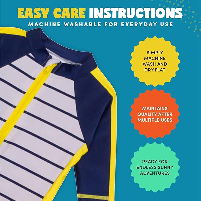 SwimZip Boys' Long-Sleeve UPF 50+ Swimsuit for Baby, Toddler, & Little Boys