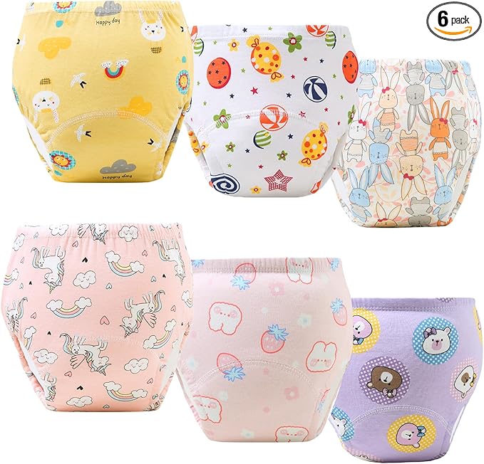 Upairy Training Pants Potty Training Underwear for Boys Girls,Toddler Potty Pants for 2T-5T,Soft Absorbent & Leak-Proof with Characters, 100% Cotton Washable (6PCS,S)