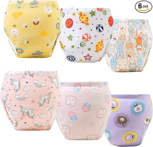 Upairy Training Pants Potty Training Underwear for Boys Girls,Toddler Potty Pants for 2T-5T,Soft Absorbent & Leak-Proof with Characters, 100% Cotton Washable (6PCS,M)