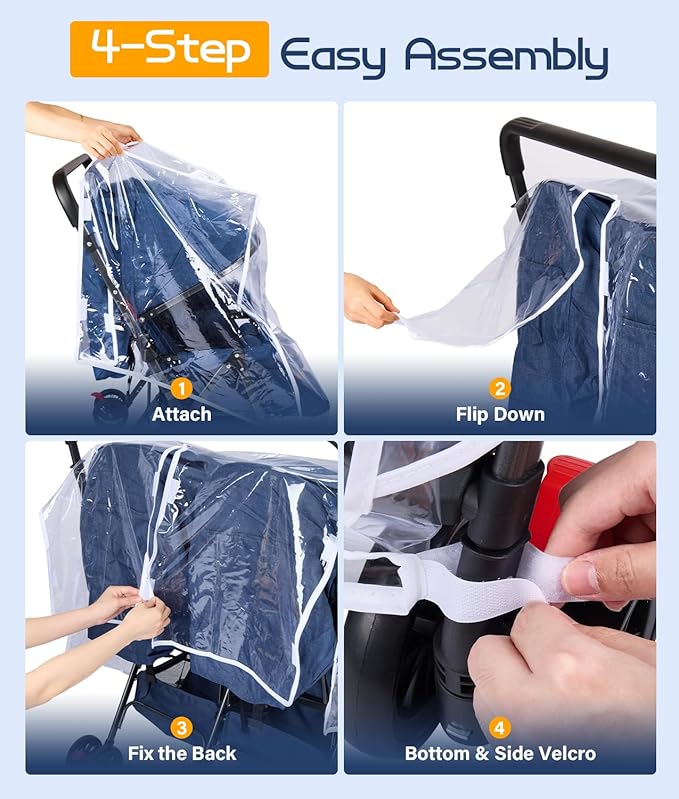Double Stroller Rain Cover, Weather Shield for Side by Side Baby Double Stroller, Universal Waterproof Stroller Cover for Rain/Wind/Snow/Cold/Dust, Baby Travel Outdoor Accessories