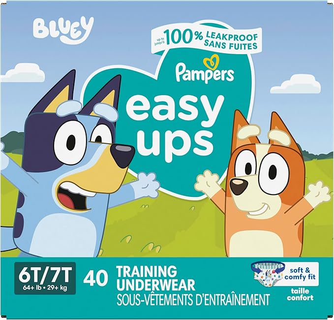 Pampers Training Pants - Easy Ups Boys & Girls Bluey - Size 6T-7T, 40 Count, Children's Potty Underwear