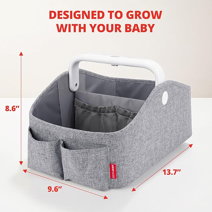 Skip Hop Diaper Caddy Organizer with Touch Sensor Night Light Nursery Style Heather Grey