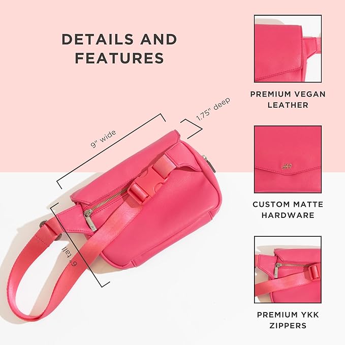 Freshly Picked Fanny Packs for Women, Wear as a Hip Bag or Crossbody, Mom Fashion (Hot Pink)