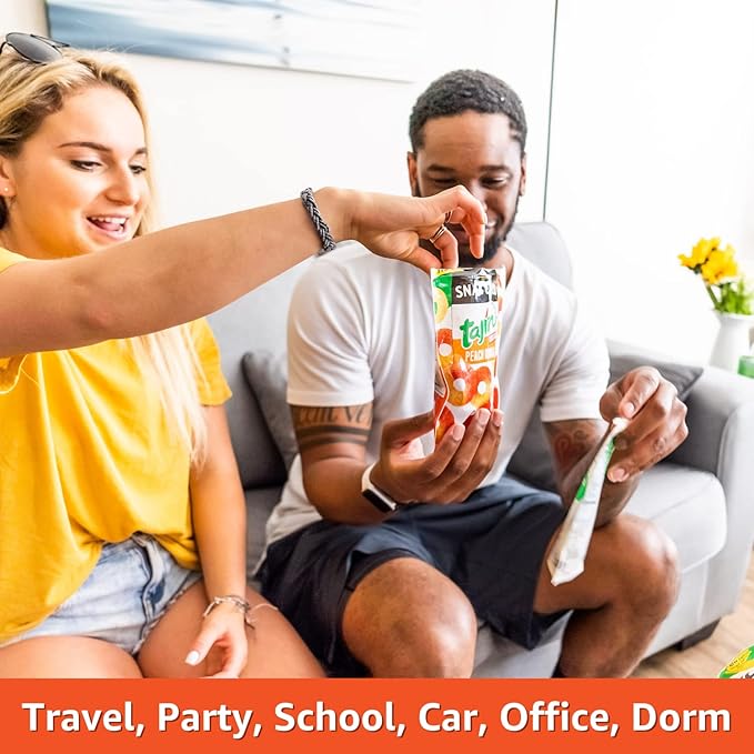 Snak Club Tajin Peach Rings, Sweet and Spicy Gummy Snacks, 11 Ounce (Pack of 6)