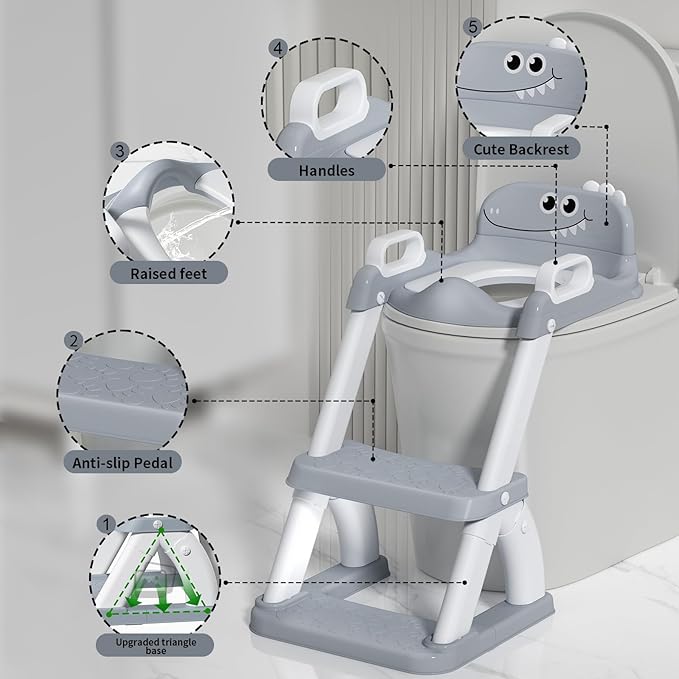 Potty Training Seat for Toddlers, 2 in 1 Potty Training Toilet with Anti-Slip Pad Step Stool, Toddler Toilet Seat for Boys and Girls