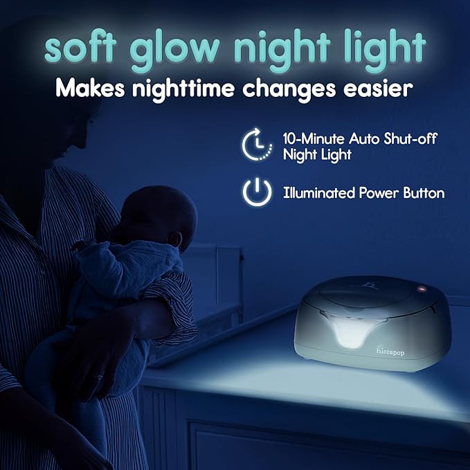 Hiccapop Baby Wipe Warmer and Baby Wet Wipes Dispenser | Baby Wipes Warmer for Babies | Diaper Wipe Warmer with Changing Light, Gray
