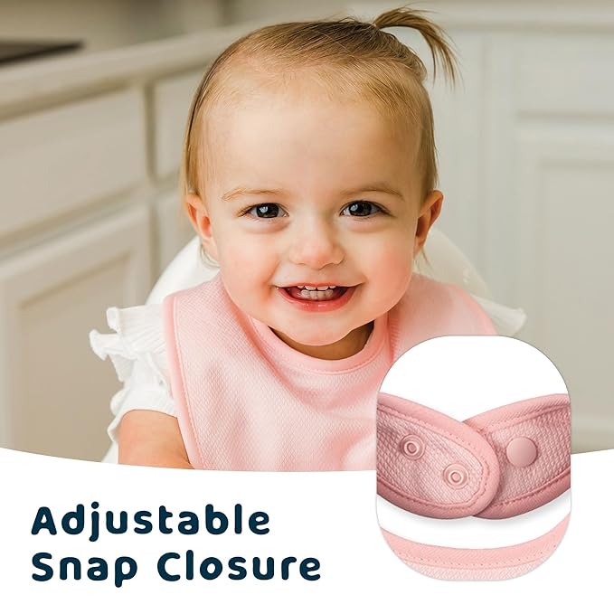 Tiny Twinkle 8 Pack Baby Food Bibs for Eating - Waterproof & Absorbent 6-12 Months Infant Bibs, OEKO-TEX Certified Drooling Bibs for Baby Led Weaning(White 8-Pack)