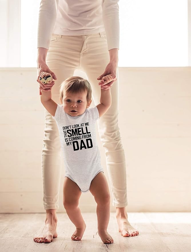 CBTwear Don’t Look at Me That Smell Is Coming From Dad - Baby Clothes - Funny Newborn Bodysuit Outfits for Boys and Girls