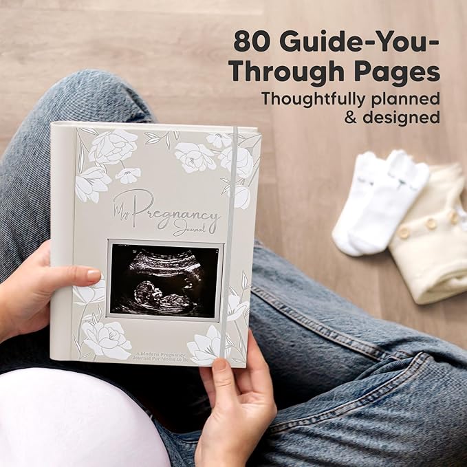 Pregnancy Journal, Pregnancy Announcements - 80 Pages Hard Cover Baby Books For Mom To Be Gift, Baby Memory Book Keepsake, Gender Reveal Gifts For New Moms, Shower & Registry (Clay)