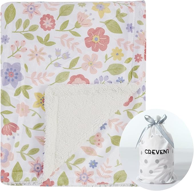 CREVENT 30''X40'' Cute Cozy Fluffy Warm Baby Blanket for Girls Boys Infants Toddlers' Bedding/Crib/Cot/Stroller, Baby Shower Birthday Newborn's Gift - Daisy