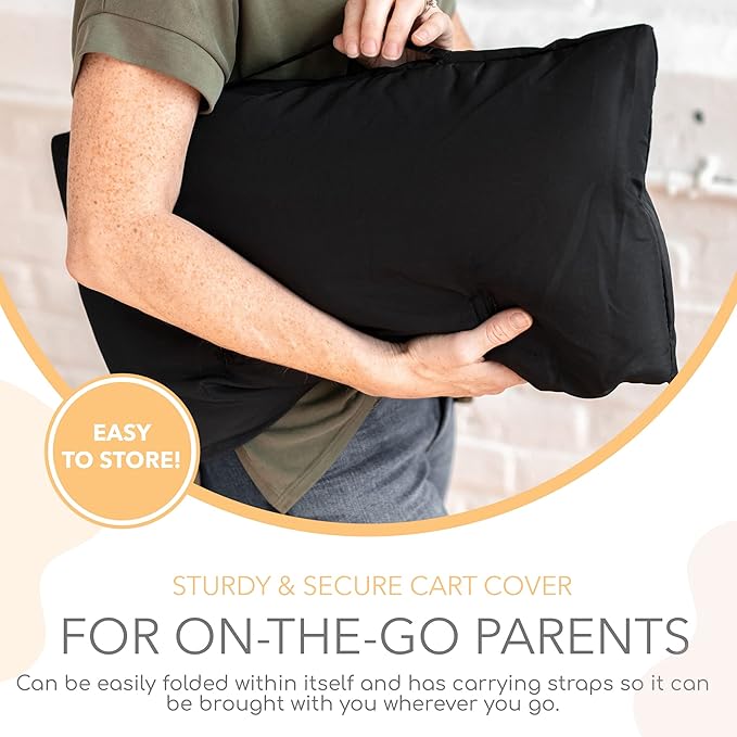 2-in-1 Cushy High Chair Cover and Shopping Cart Cover for Baby, Comfortable Cover for Grocery Cart, Universal Fit Cart Cover for Babies, Includes Storage Pouch - Black