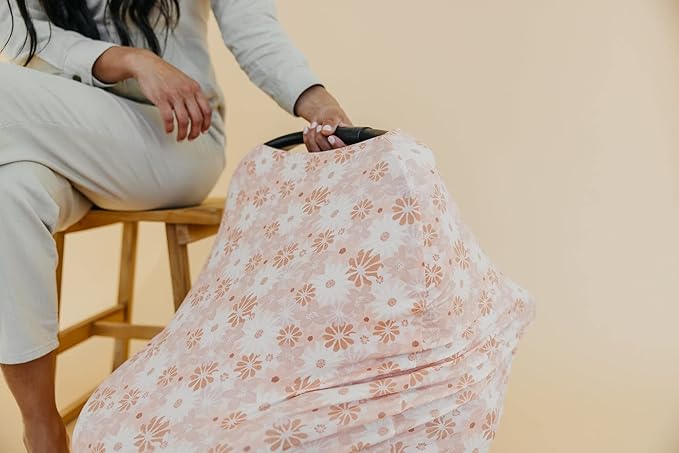 Copper Pearl Multi-Use Cover: Car Seat Covers, Nursing Cover, and Stroller Cover for Sun - Stretchy Fabric, All-Season Use, Stylish Designs, Easy Access for Moms - Penny