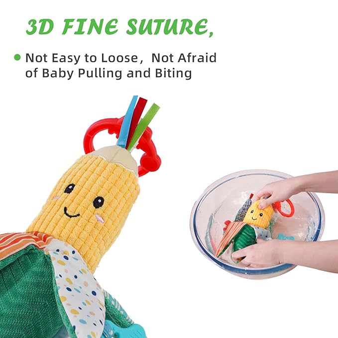 Jollybaby Baby Rattles Hanging Toys for Car Seat Crib Stroller Gym, Montessori Sensory Plush Vegetable Toys for Baby 0-3-6-12 Months with Ring Bell Crinkle and Teether, Newborn Baby Shower Gifts