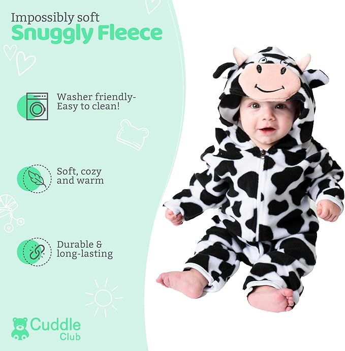 Cuddle Club Fleece Baby Bunting Bodysuit with Hood, Convertible Mittens & Booties, Car Seat Friendly, Soft & Warm, Easy Zip