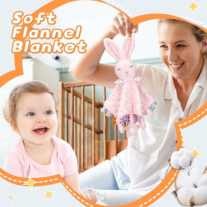 Baby Girl Gift Basket, Unique Baby Gift Basket, Baby Girl Gift Set, Baby Girl Gifts Newborn Gift Set with Baby Blanket, Baby Rattle, Bunny Handbell, Keepsake Milestone, Rabbit Toy, Baby Socks