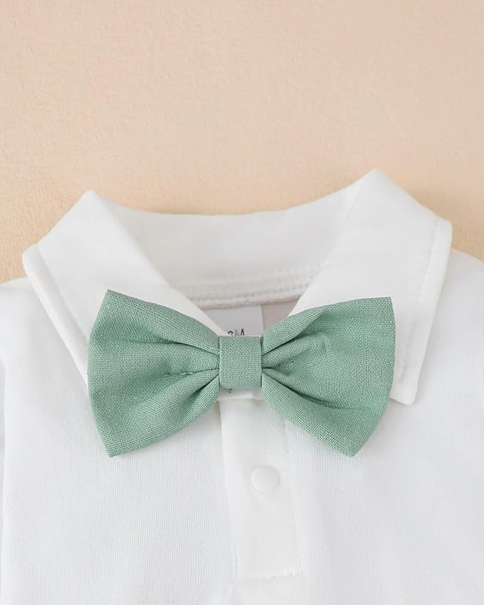 Newborn Baby Boy Clothes Gentleman Wedding Suit Infant Outfits Formal Dress Shirt+Bowtie+Suspender Pants
